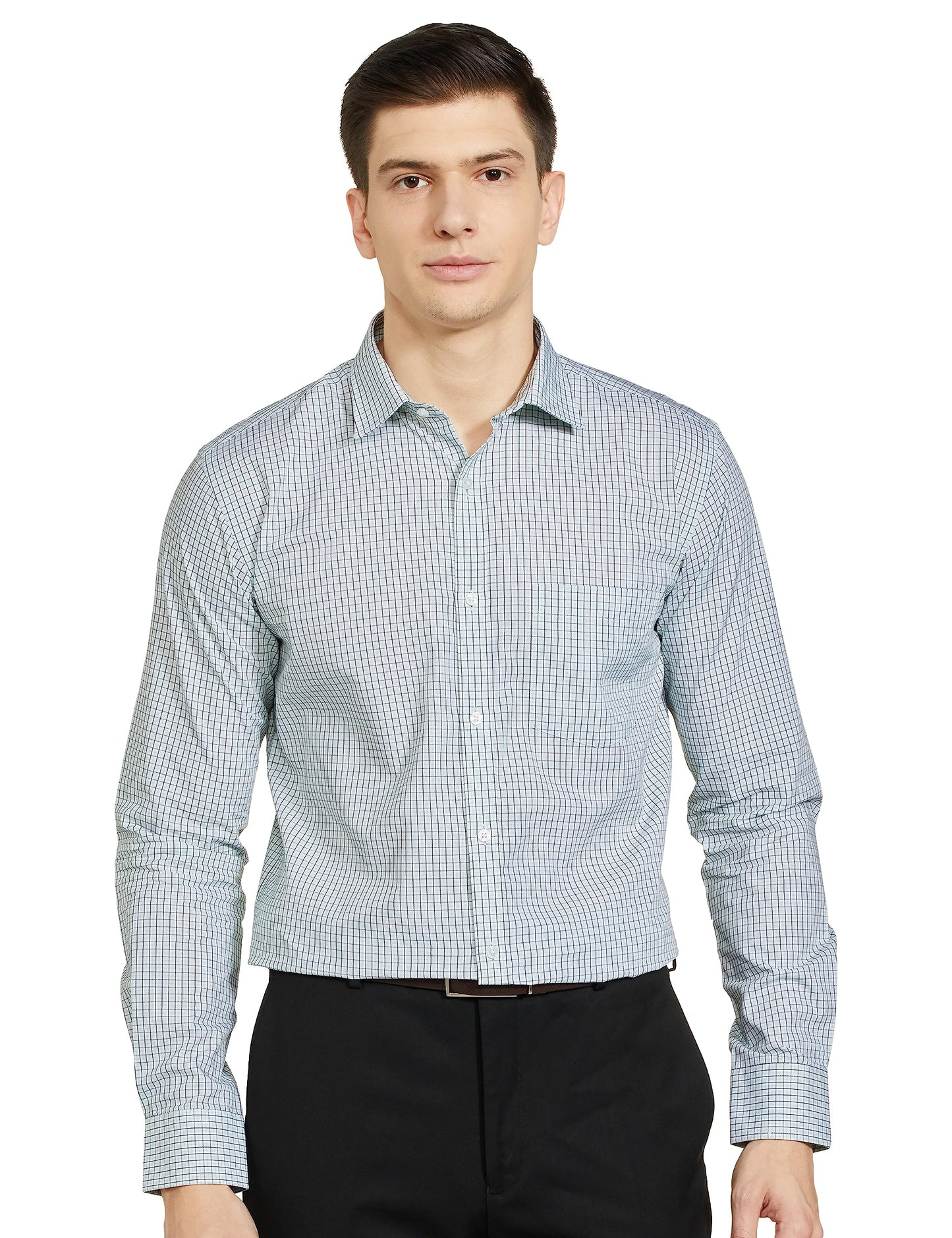 Park Avenue Men's Cotton Slim Shirt (PMSX17104-N4_Green, 42