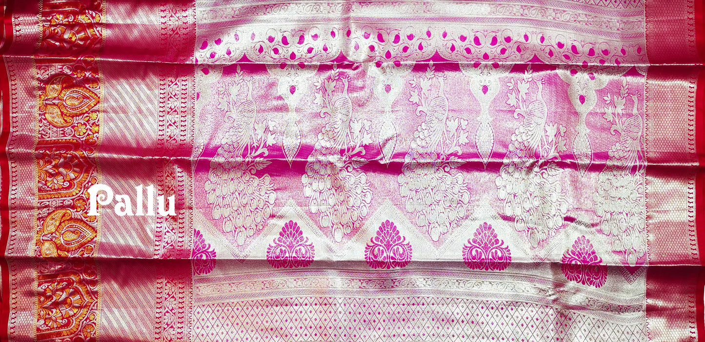 VFCollections Women's Kanchipuram Silk Pure Pattu Sarees With Blouse (VFC548-1)