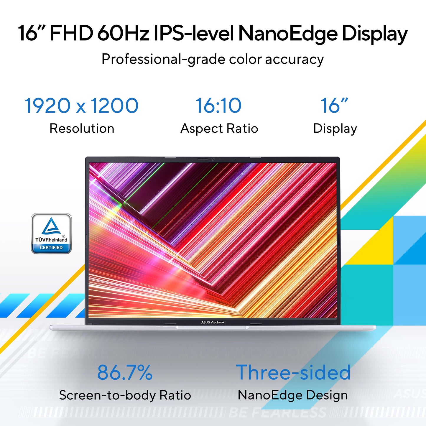 ASUS Vivobook 16" FHD+ (1920 x 1200), 60Hz 300nits, Core i5-12500H, (16GB RAM/512GB SSD/Intel Iris Xᵉ Graphics/Win 11/Office Home/Fingerprint/42WHr Battery/Transparent Silver/1.88kg), X1605ZAC-MB541WS