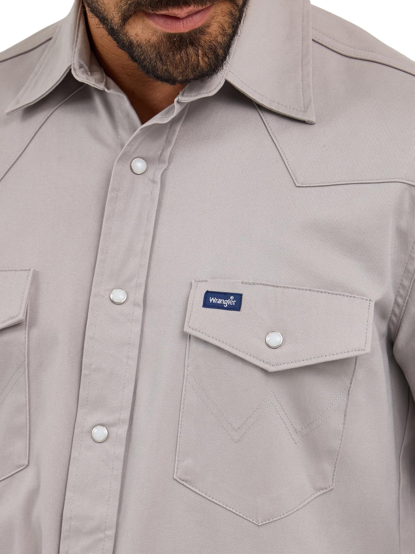 Wrangler Men's Long Sleeve Workshirt, Cement, XX-Large