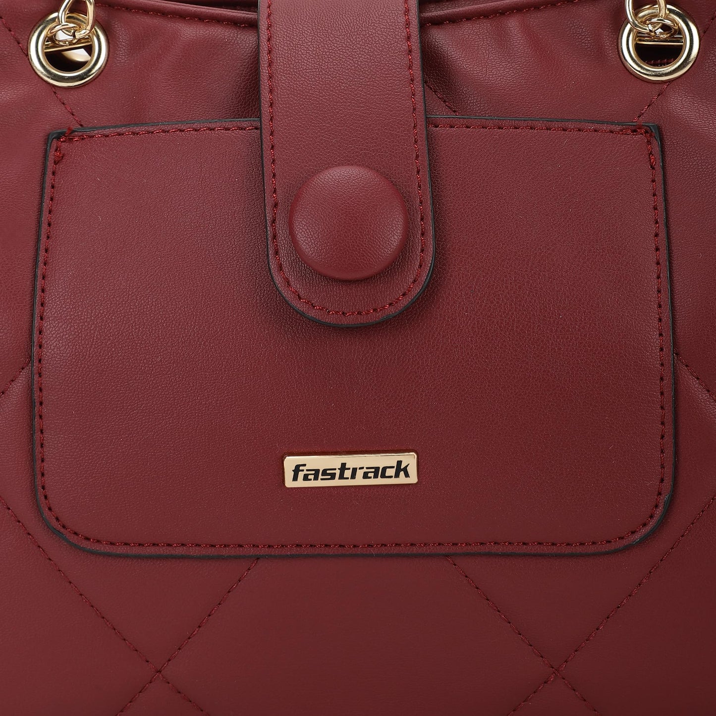 Fastrack Diamond Quilted Shoulder Bag for Girls, Ladies and Women | Comes with Chain Straps | Casual Handbag for Women | Made Up of Semi - PU Leather