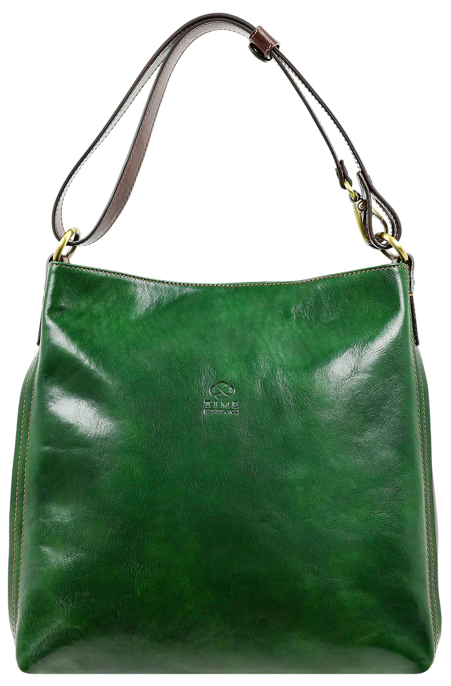 Leather Handbag - Shoulder Bag - Convertible Purse for Women - Time Resistance, Green, One Size