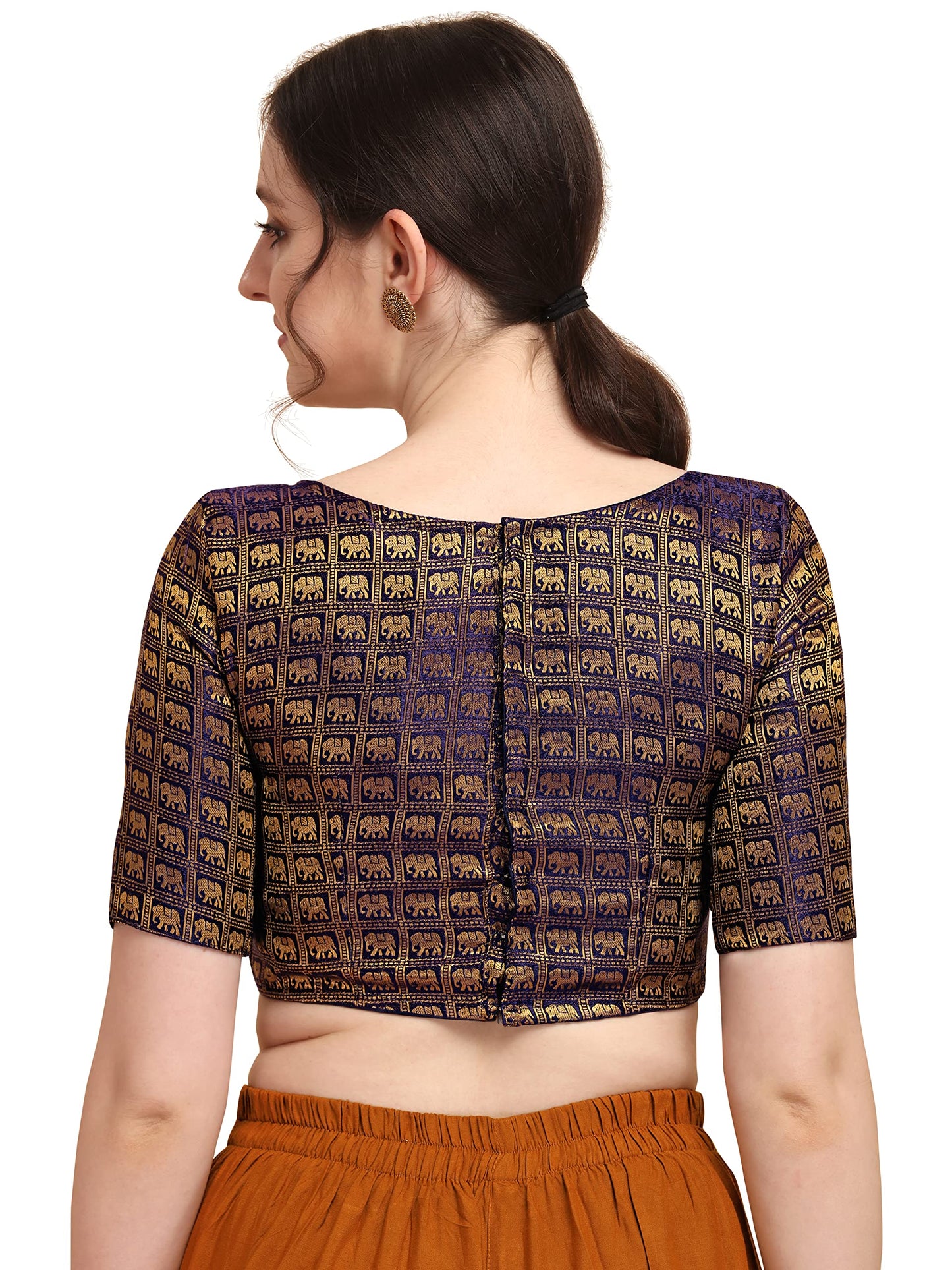 OOMPH! Jacquard Purple Readymade Blouse for Women - rbbl133xxl