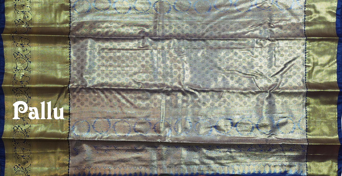 VFCollections Women's Kanchipuram Silk Pure Pattu Sarees With Blouse (VFC223-4)