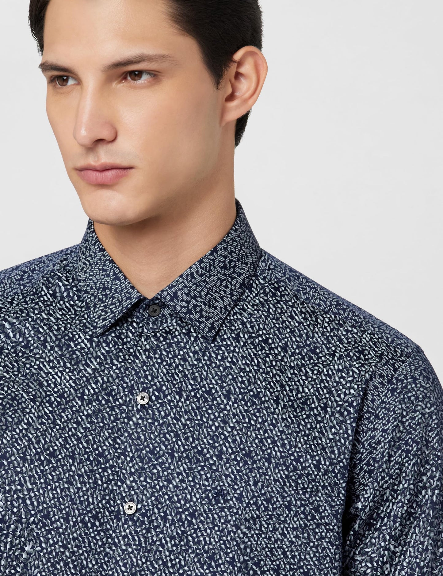 Arrow Men's Cotton Leaves Slim Fit Shirt (ARAEOSH1719_Navy, 40