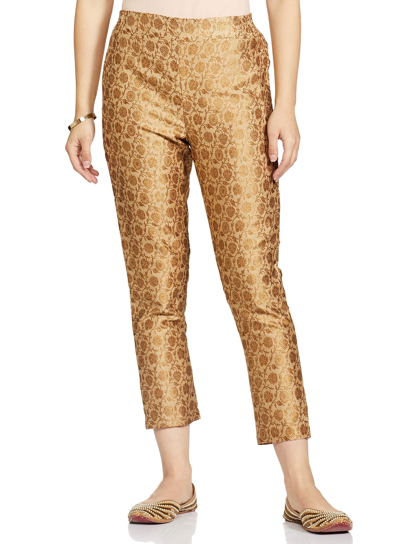 BIBA WOMEN YARNDYED NARROW SALWAR KURTA DUPATTA(SKD7384_BEIGE_32)