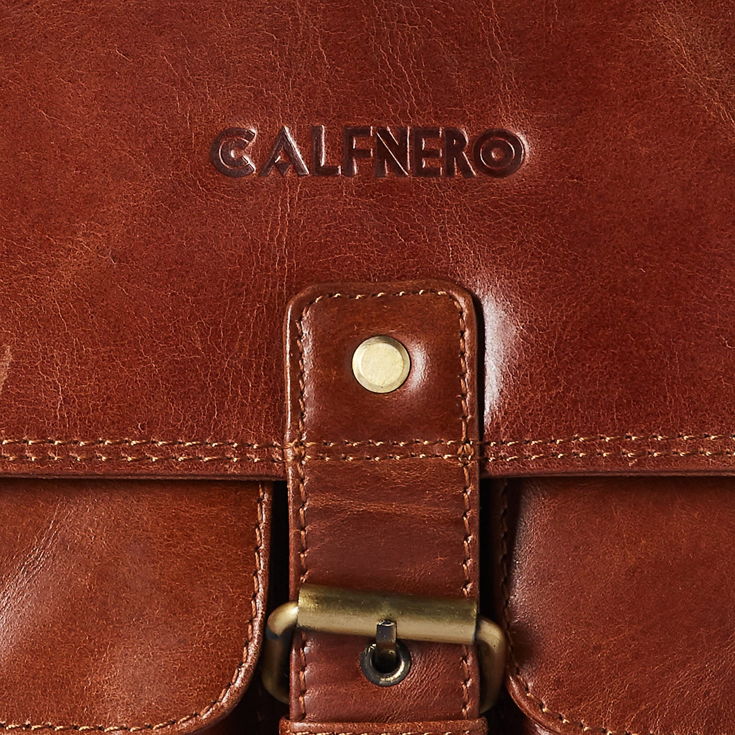 Calfnero Leather 39 cms Cognac Messenger Bag (K-177-Cognac)
