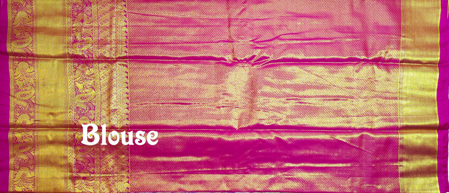 VFCollections Women's Kanchipuram Silk Pure Pattu Sarees With Blouse (VFC534-1)