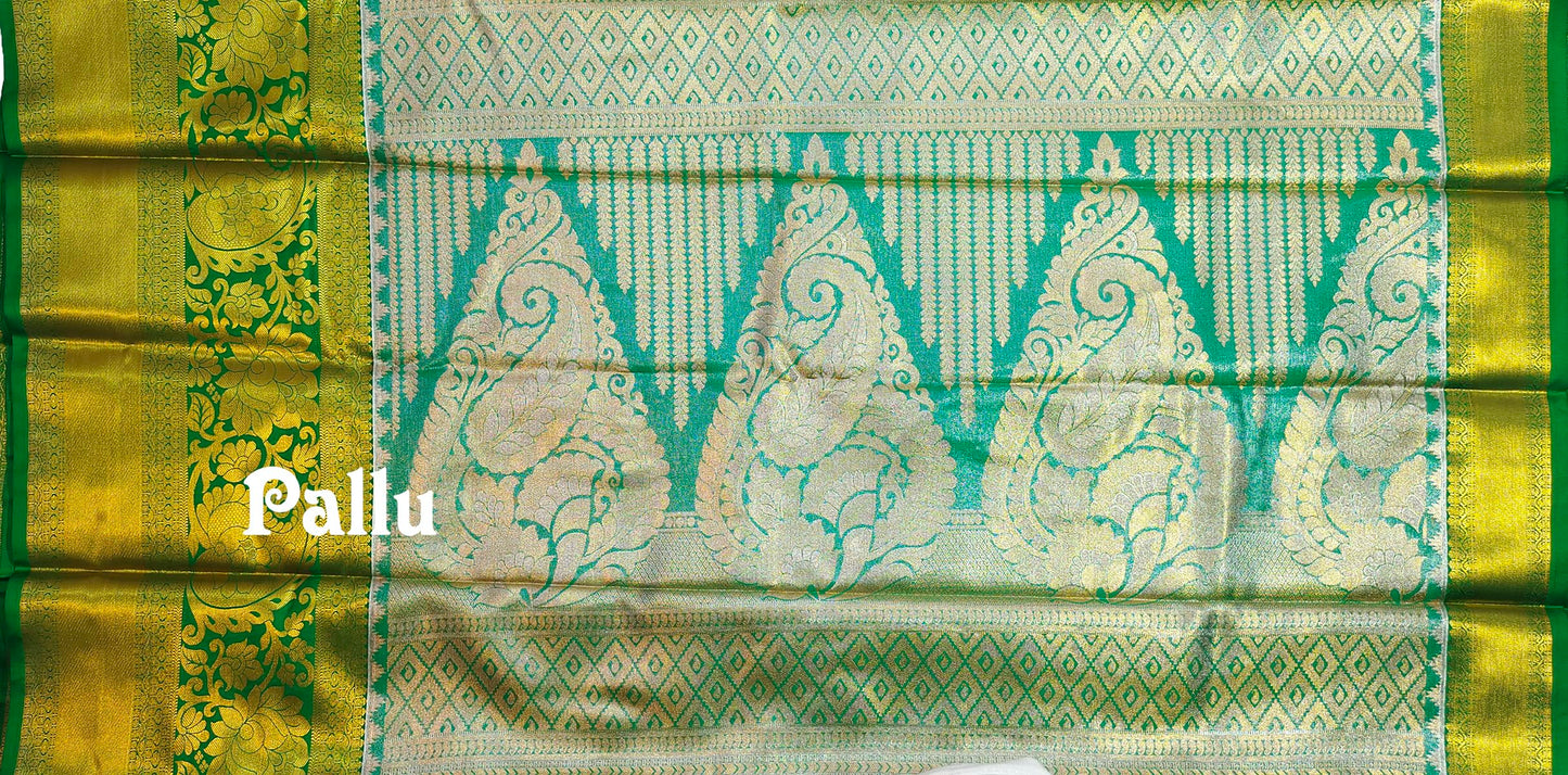 VFCollections Women's Kanchipuram Silk Pure Pattu Sarees With Blouse (VFC148-2)