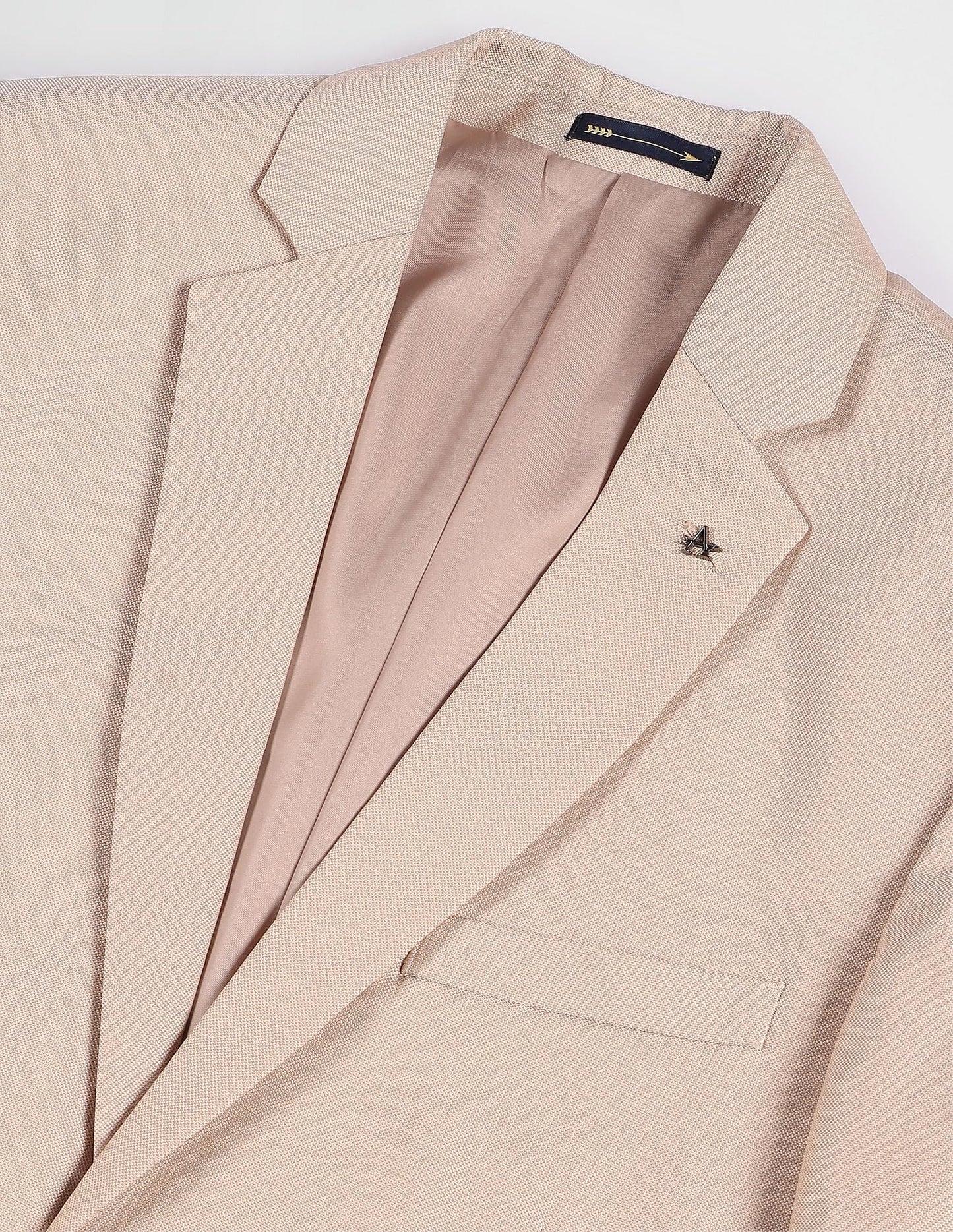 Arrow Men's Polyester Single Breasted Business Suit Pants Set (ARAGSU5541_Beige