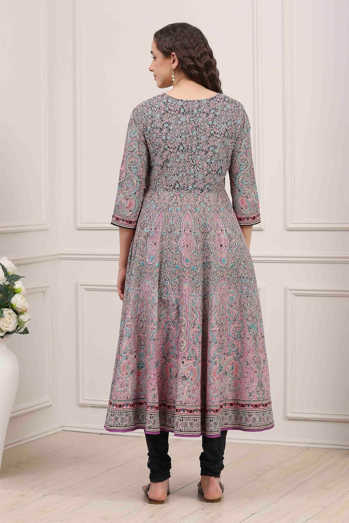 Biba Women Purple Cotton Printed Anarkali Suit Set_40