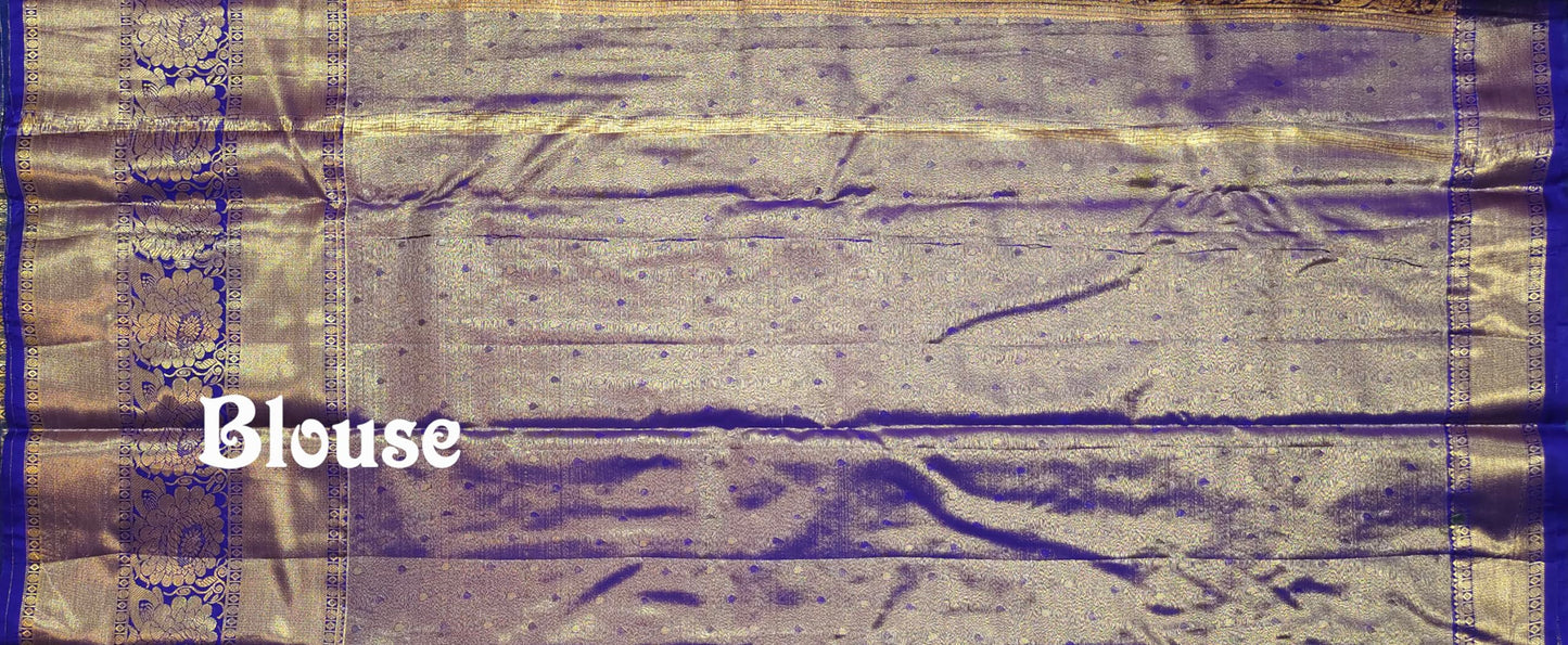 VFCollections Women's Kanchipuram Silk Pure Pattu Sarees With Blouse (VFC031-2)