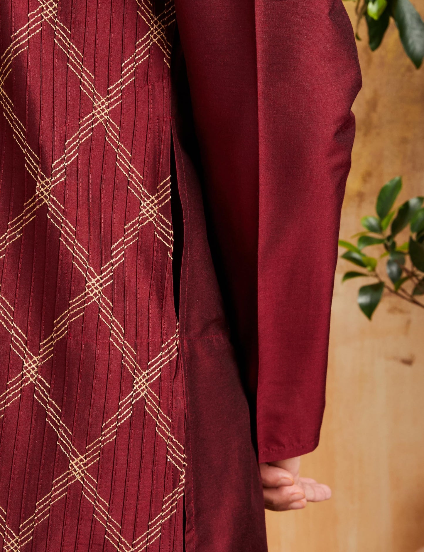 Amazon Brand - Symbol Men's 41" Kurta & Churidar Set_Sy-A23-Mna-Fktc-239_Maroon_Xl -