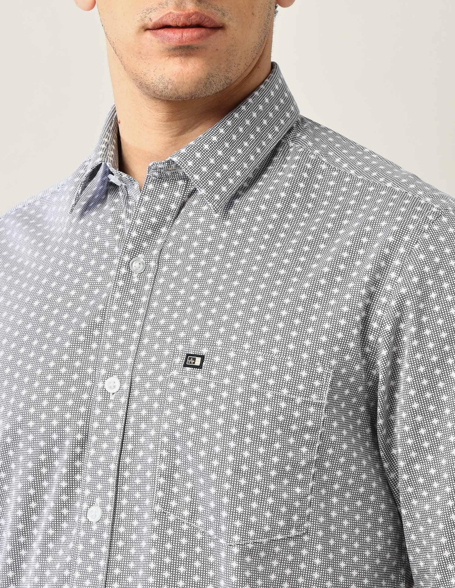 Arrow Sports Men's Geometric Slim Fit Shirt (ASAJSH1729_Black