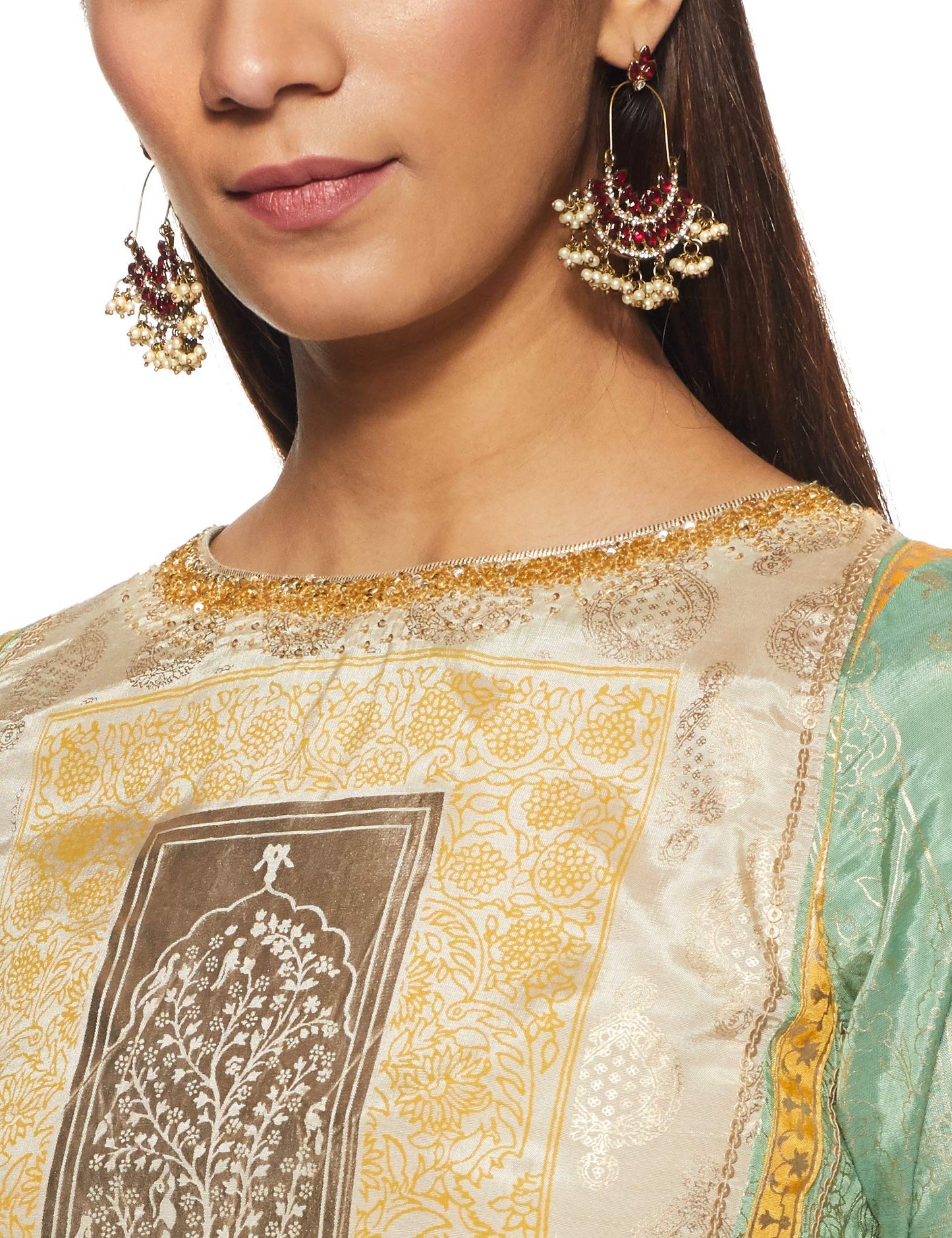 W for Woman Women's Synthetic Kurta (18AUS11653-111405_Green_8)