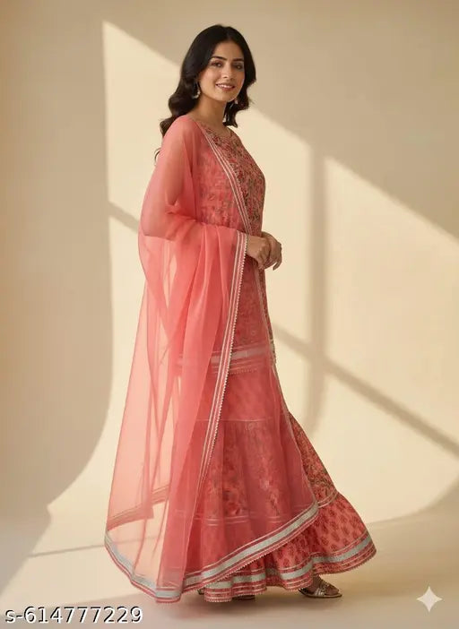 A-line styl sharara set