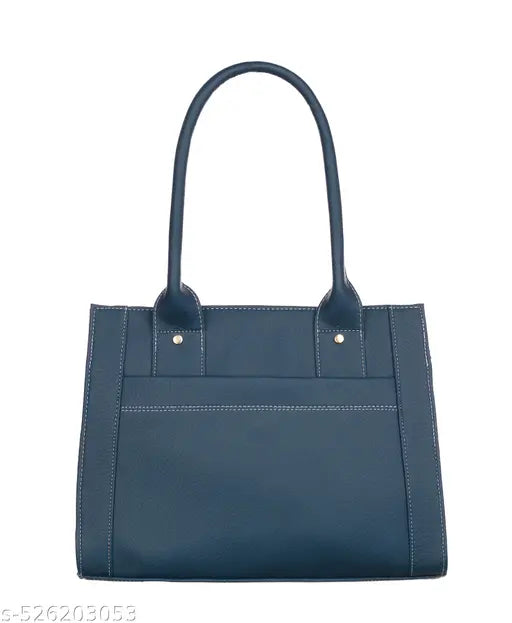 Fostelo Women's Vegan Leather Ocean Side Handbag Shoulder Bag Ladies Purse (Blue) (Large)