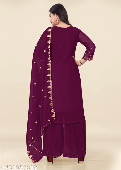 (( ZARI Embroidery + Georgtte )) Kurta sharara and dupatta set We make "palazzo set", "dupatta sets" , "sharara set",