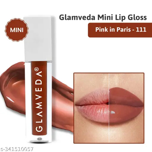 Glamveda Serum Infused Lip Gloss With Cocoa Butter - (Pink in Paris - 111) | ( Pink sheer coverage gloss)