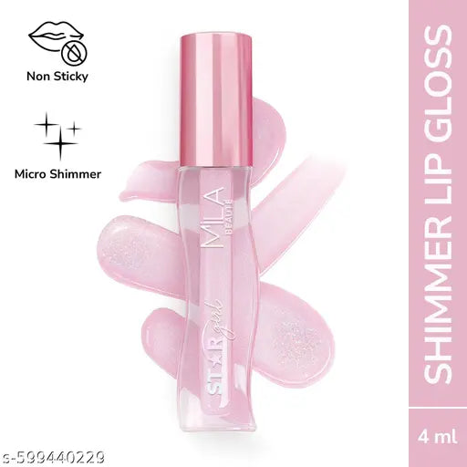 Mila Beaute Star Girl Shimmer Lip Gloss | Plumping & Hydrating with Peptides & Collagen | Lightweight Non-Sticky Formula for Fuller Softer Lips & High-Shine Finish, (Prism, 4ml)