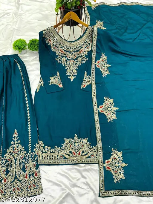Launching New Designer Party Wear Look Top-Dupatta and Fully Stiched Bottom