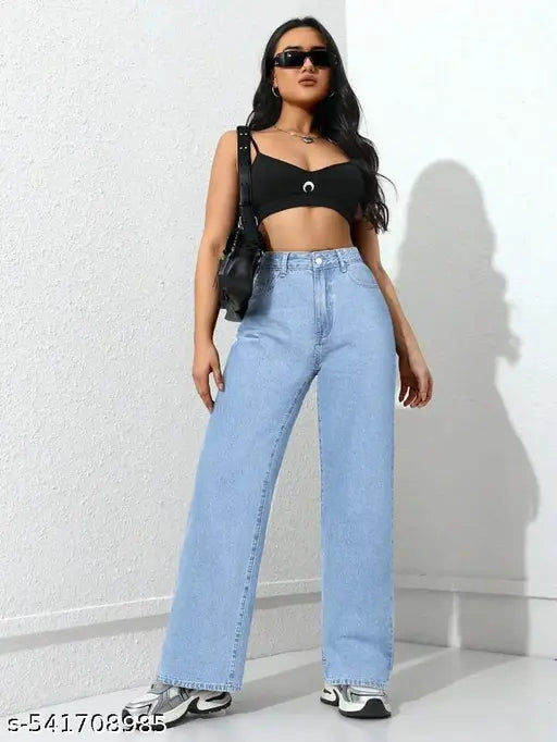 H&H ICE BLUE Essnce High Waist WIDE LEG WOMEN DENIM  Jeans