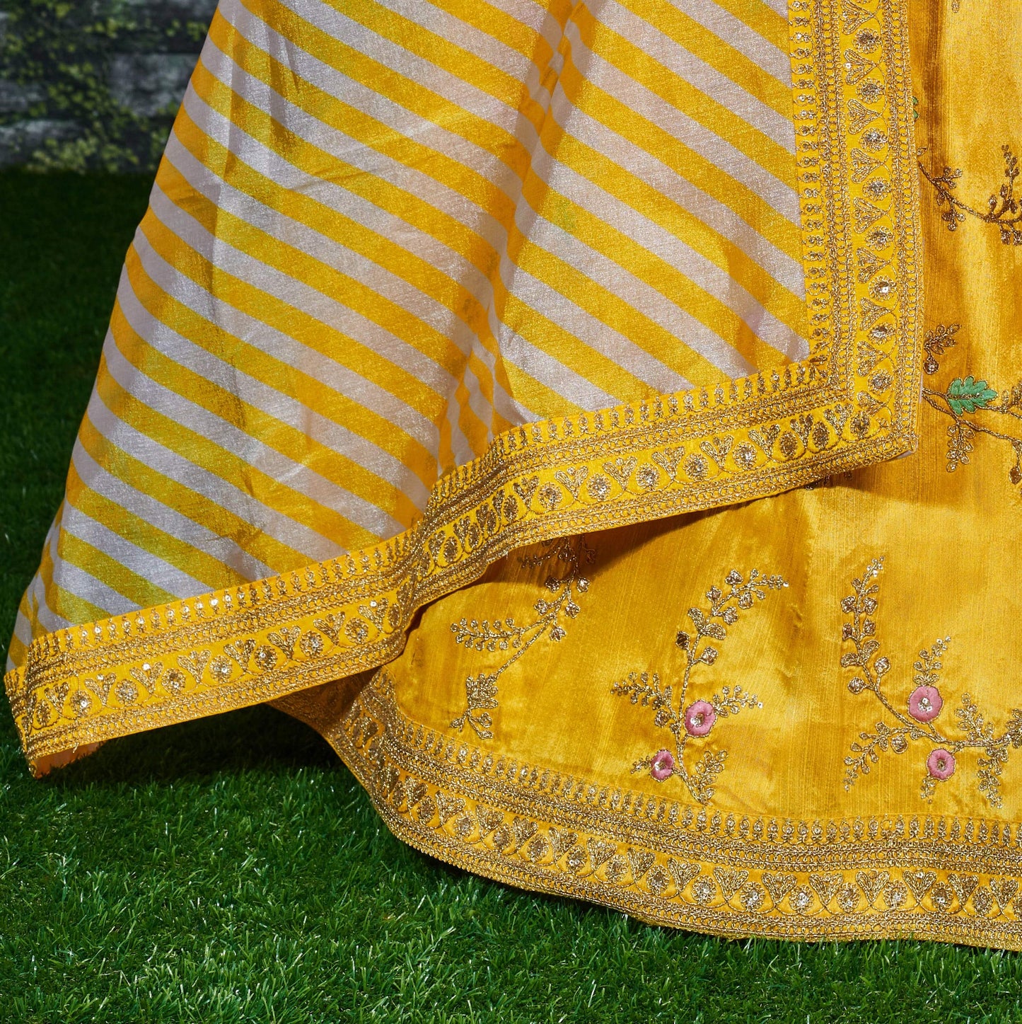 Zeel Clothing Embroidered Art Silk Semi Stitched Lehenga Choli for Women (Yellow)