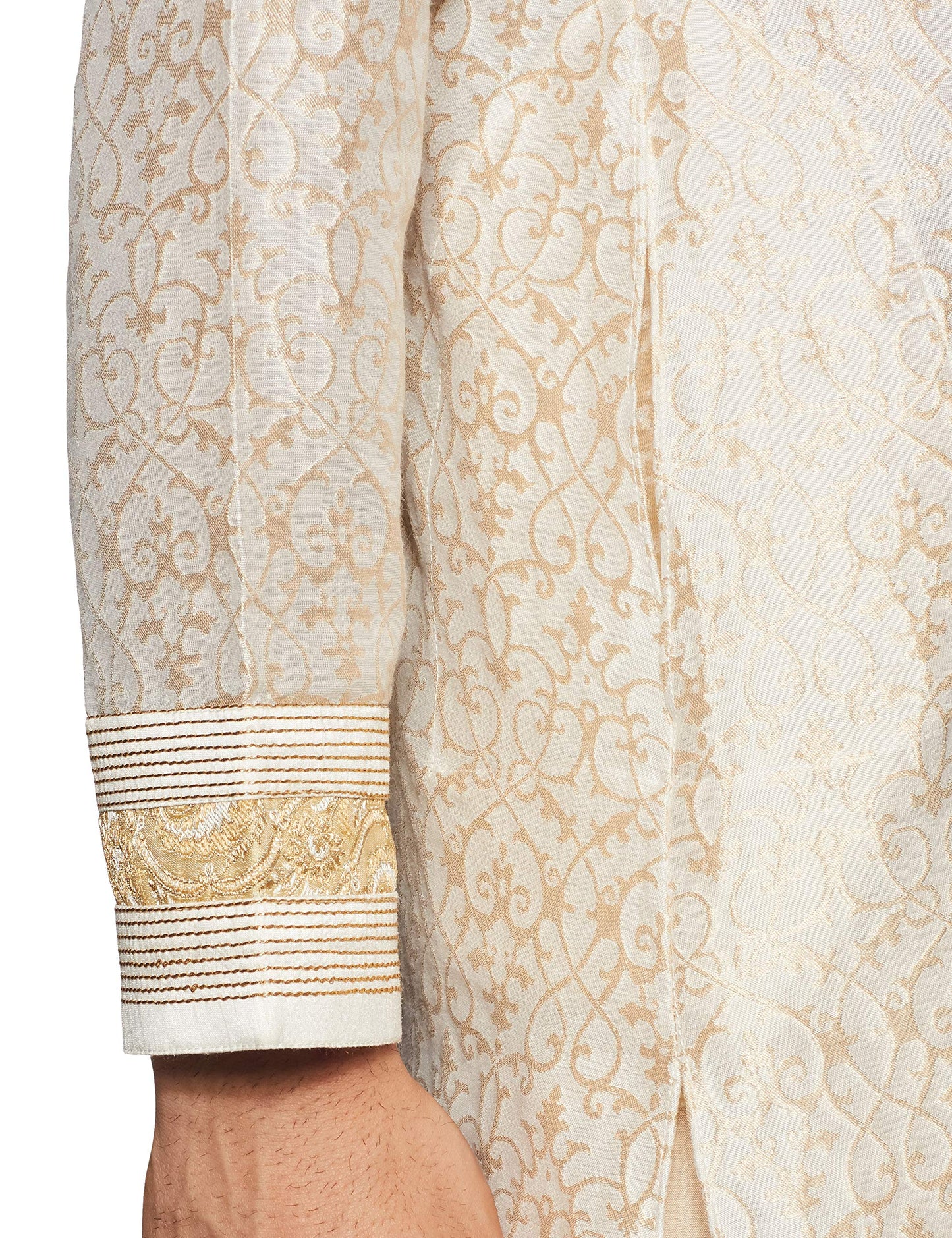 Manyavar Men's Cotton Kurta Pyjama (8903035346049_SDES171-302-S_Cream)