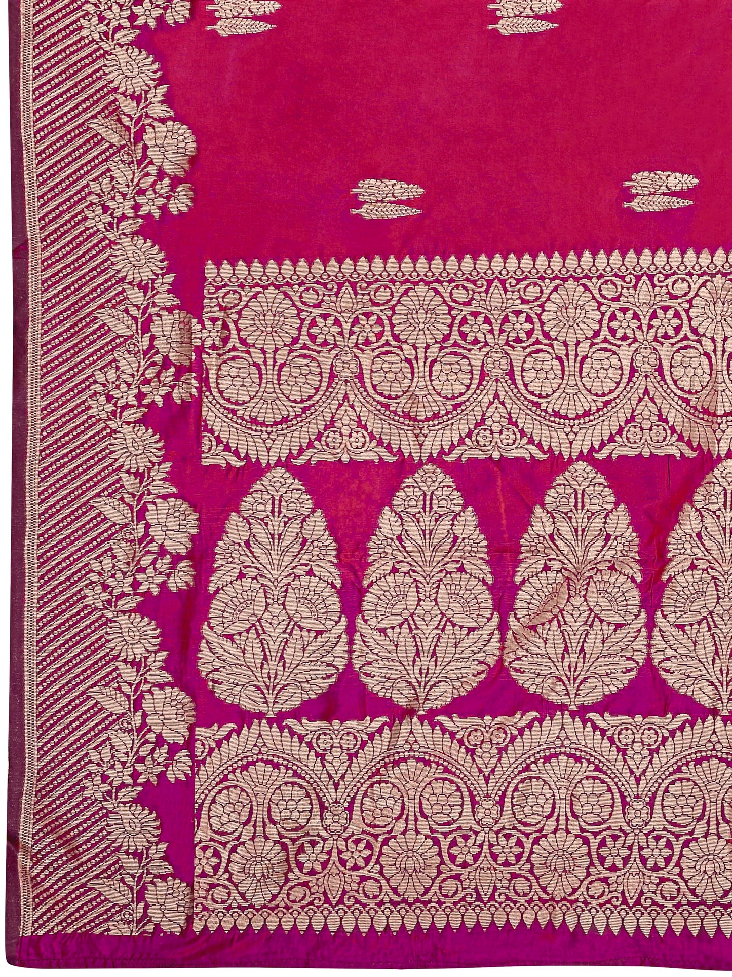 MANOHARI Women's Most Trendy Banarasi Woven Pink Saree With Heavy Jacquard Work Saree With Blouse Piece