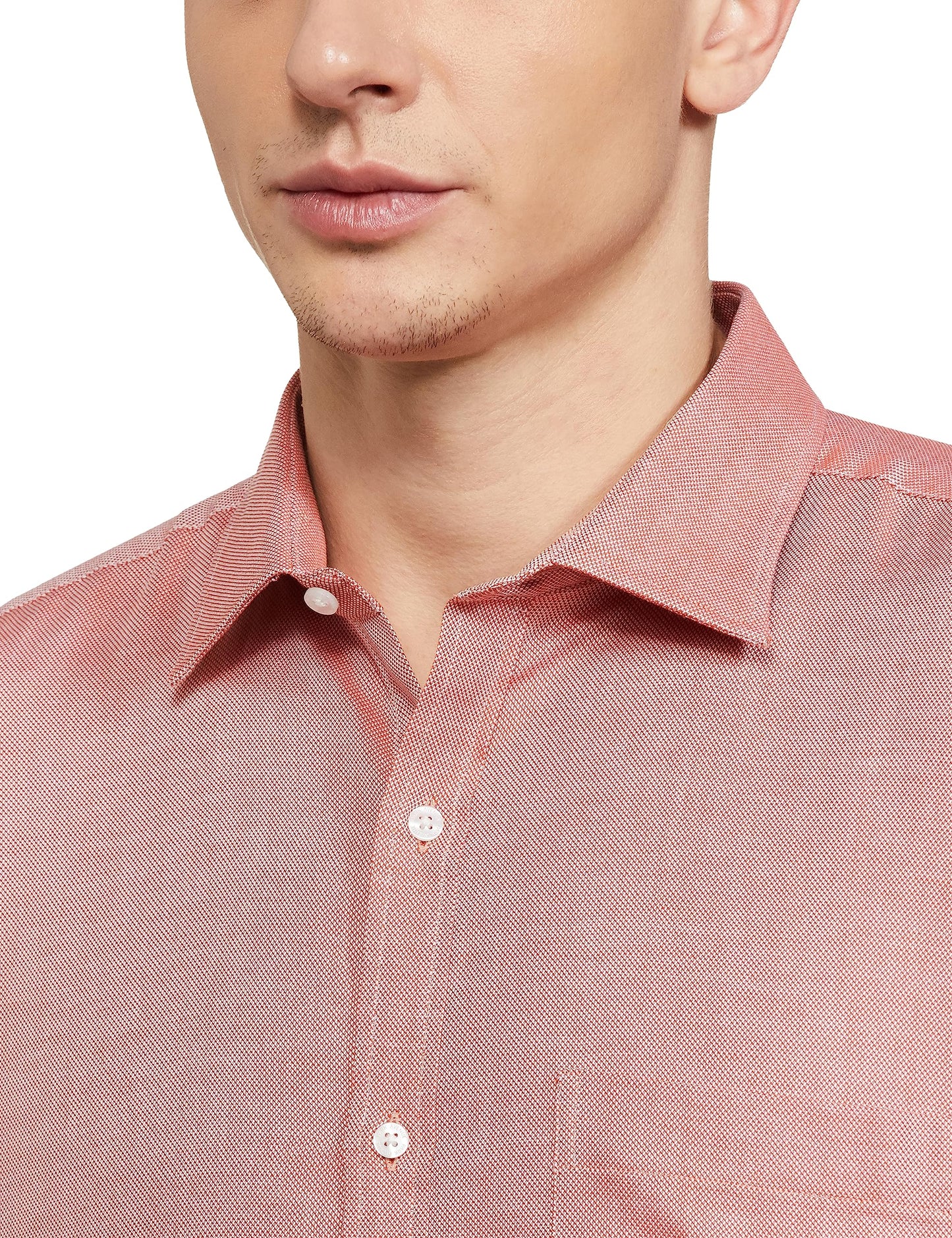 Park Avenue Men's Cotton Structure Slim Fit Shirt (Pmsx17126-E4_Medium Orange