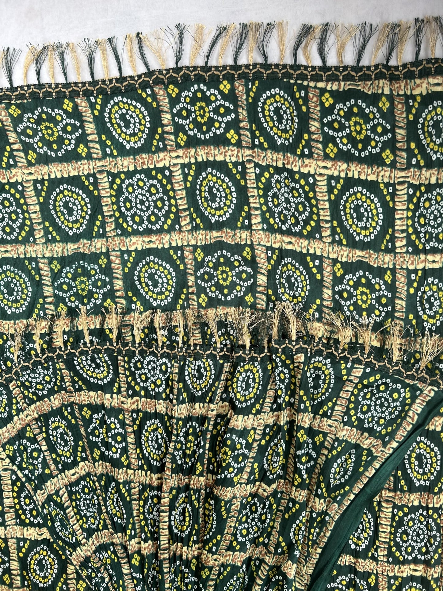 AKSHADEEP Women's Bandhani & Patola Printed Dupatta - Traditional Art Silk Dupattas Chunnis (Green), 2.20 Meters