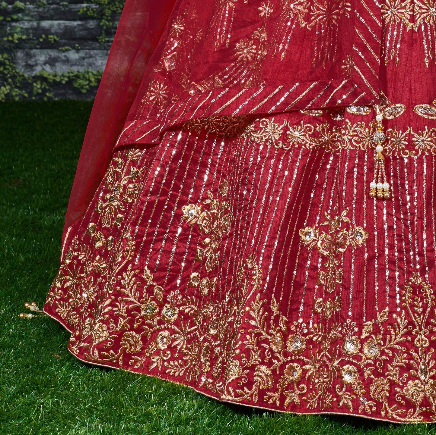 Zeel Clothing Women's Faux Silk Semi stitched Lehenga Choli (7030-Red-Wedding-Bridal-Lehenga_Red_Free Size)