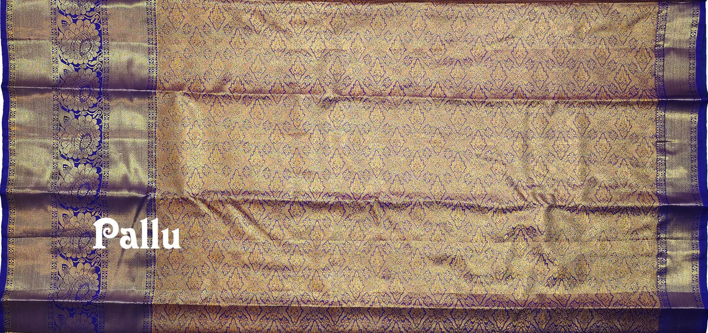 VFCollections Women's Kanchipuram Silk Pure Pattu Sarees With Blouse (VFC031-2)