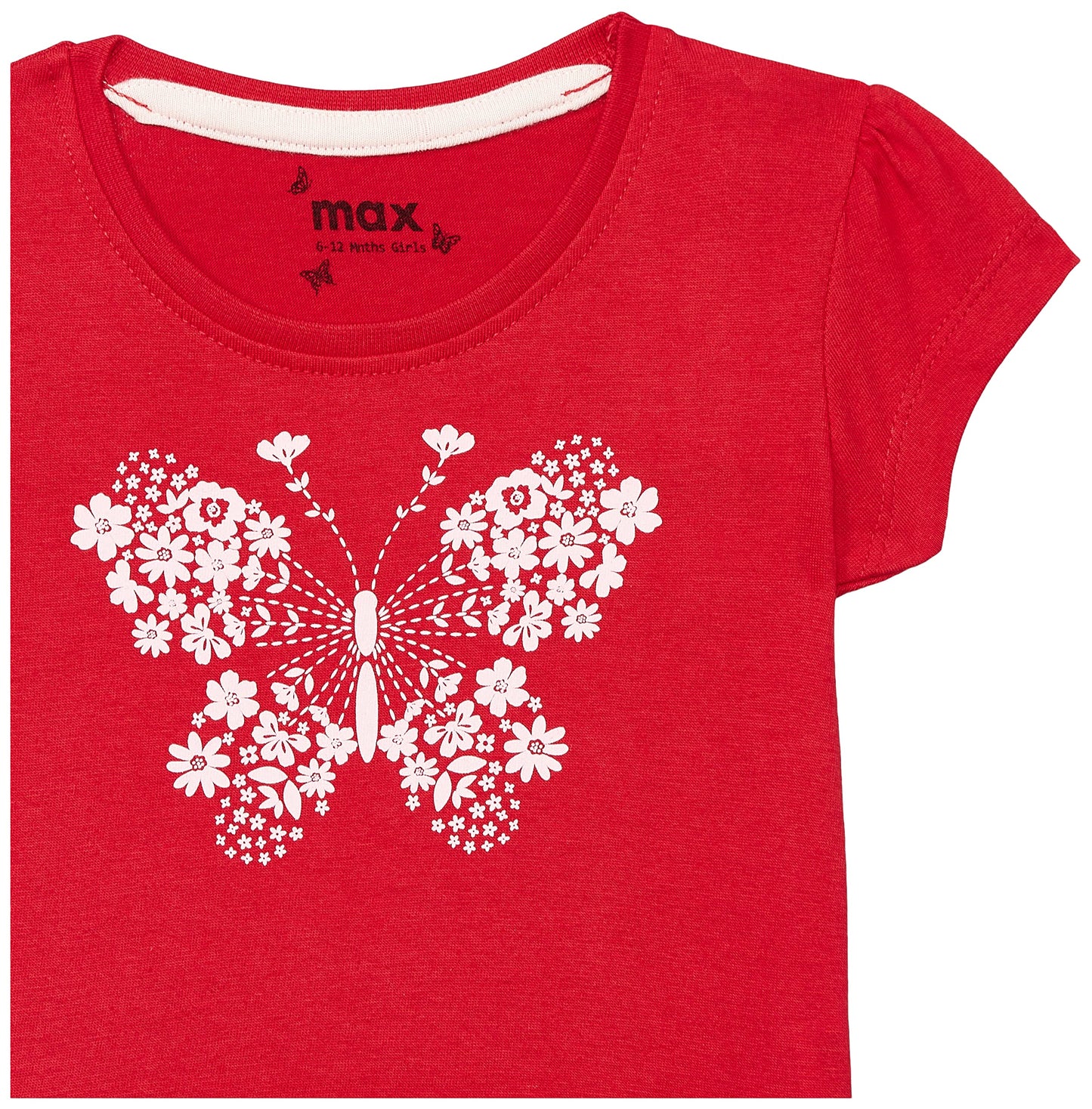 Max Girls Girls Printed Round Neck T-Shirt (M22ABT03RED_18-24M)