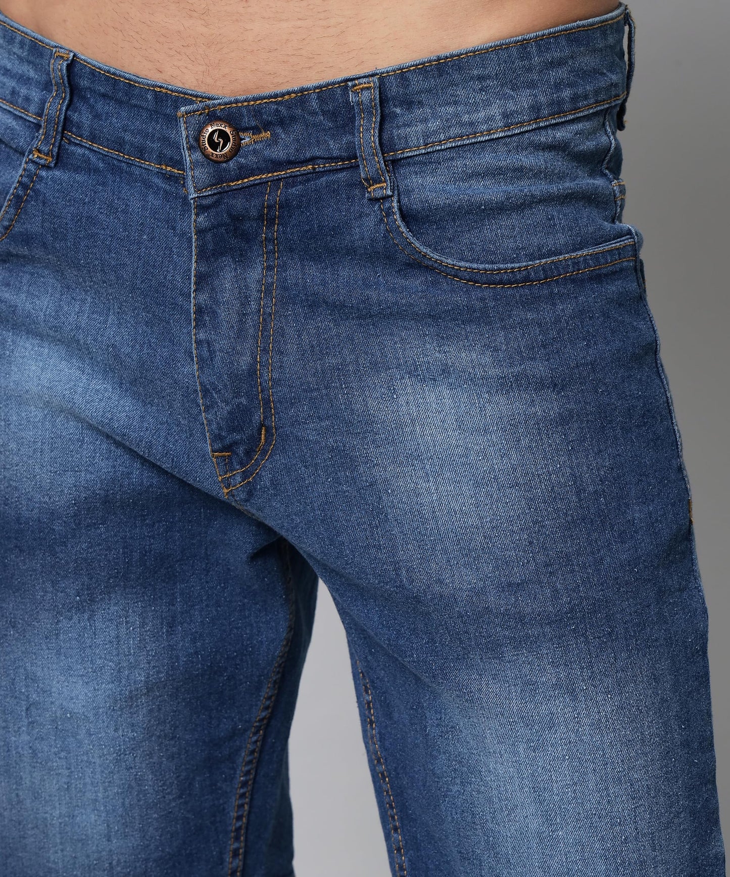 STUDIO NEXX Men's Cotton Denim Shorts - HIKE54_MEDBLUE_28 Blue