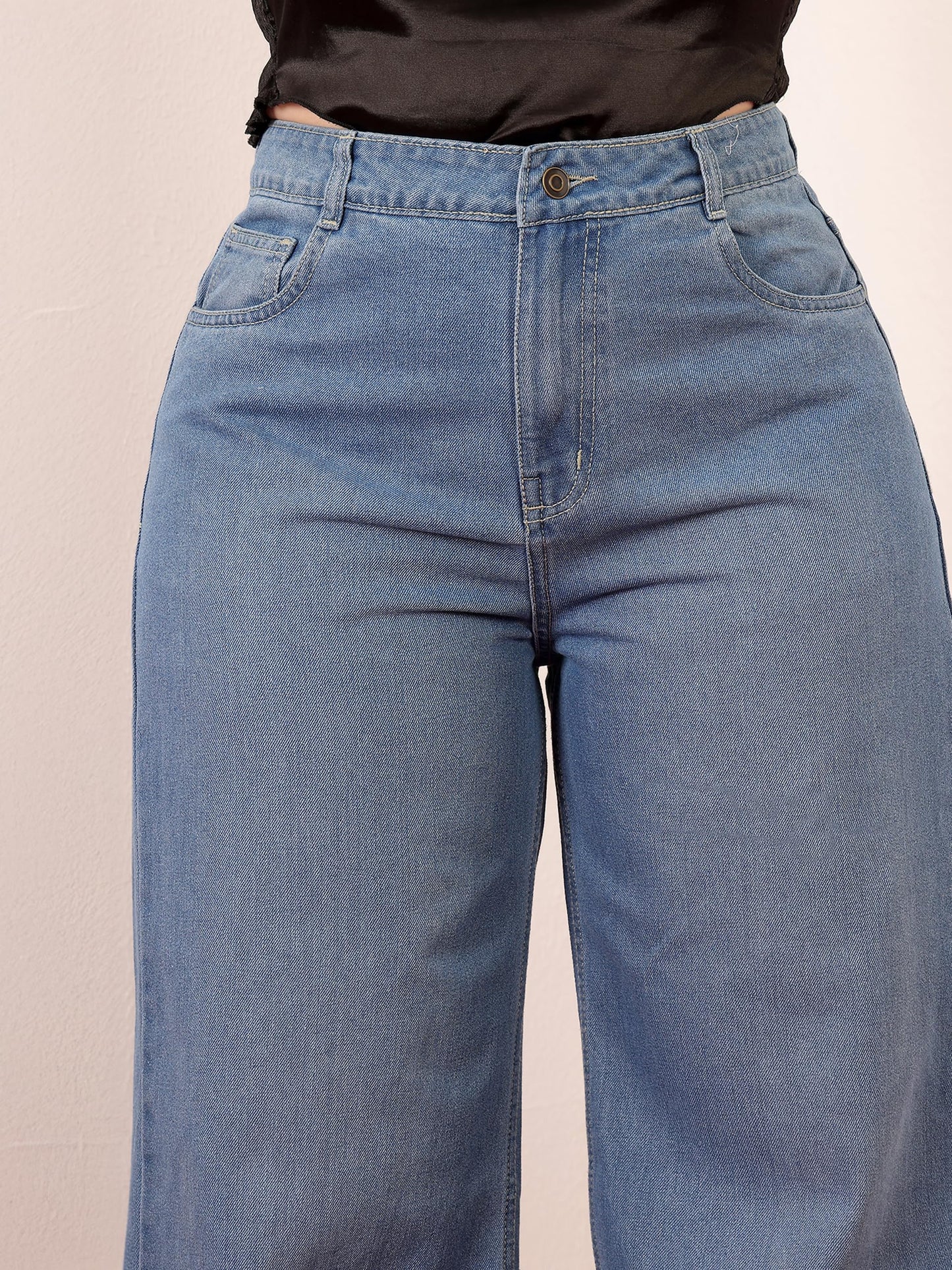 Miss Chase A+ Women's Wide Leg High Rise Regular-Length Stretchable Denim Jeans (APSS23DEN12-53-890-38, Spinel Blue, 38)