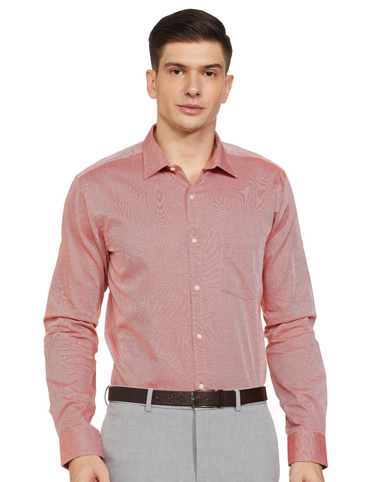 Park Avenue Men's Cotton Structure Slim Fit Shirt (Pmsx17126-E4_Medium Orange