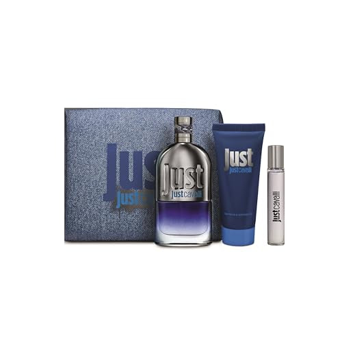 JUST CAVALLI FOR HIM GIFT SET (EDT 90ML + 15ML PURSE SPRAY + 100ML SG + POUCH)