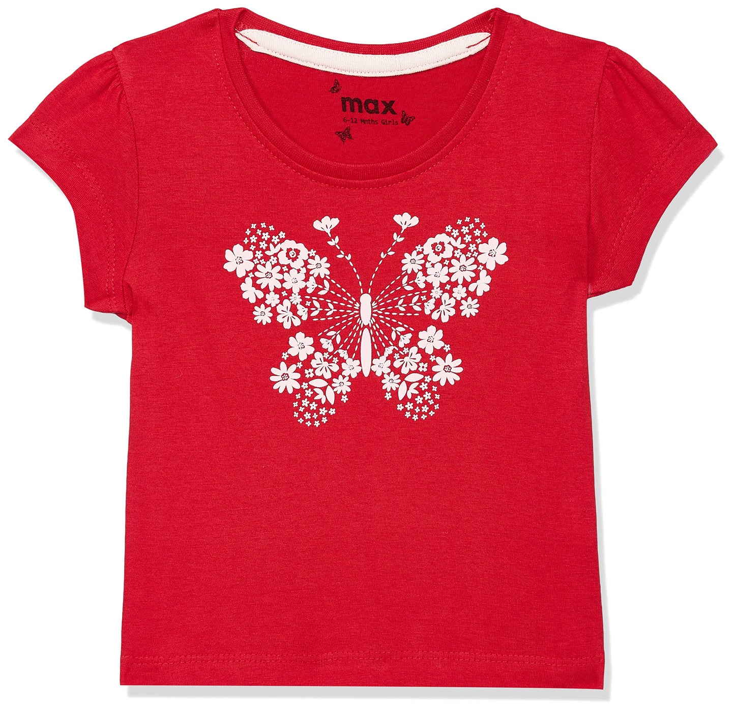 Max Girls Girls Printed Round Neck T-Shirt (M22ABT03RED_18-24M)