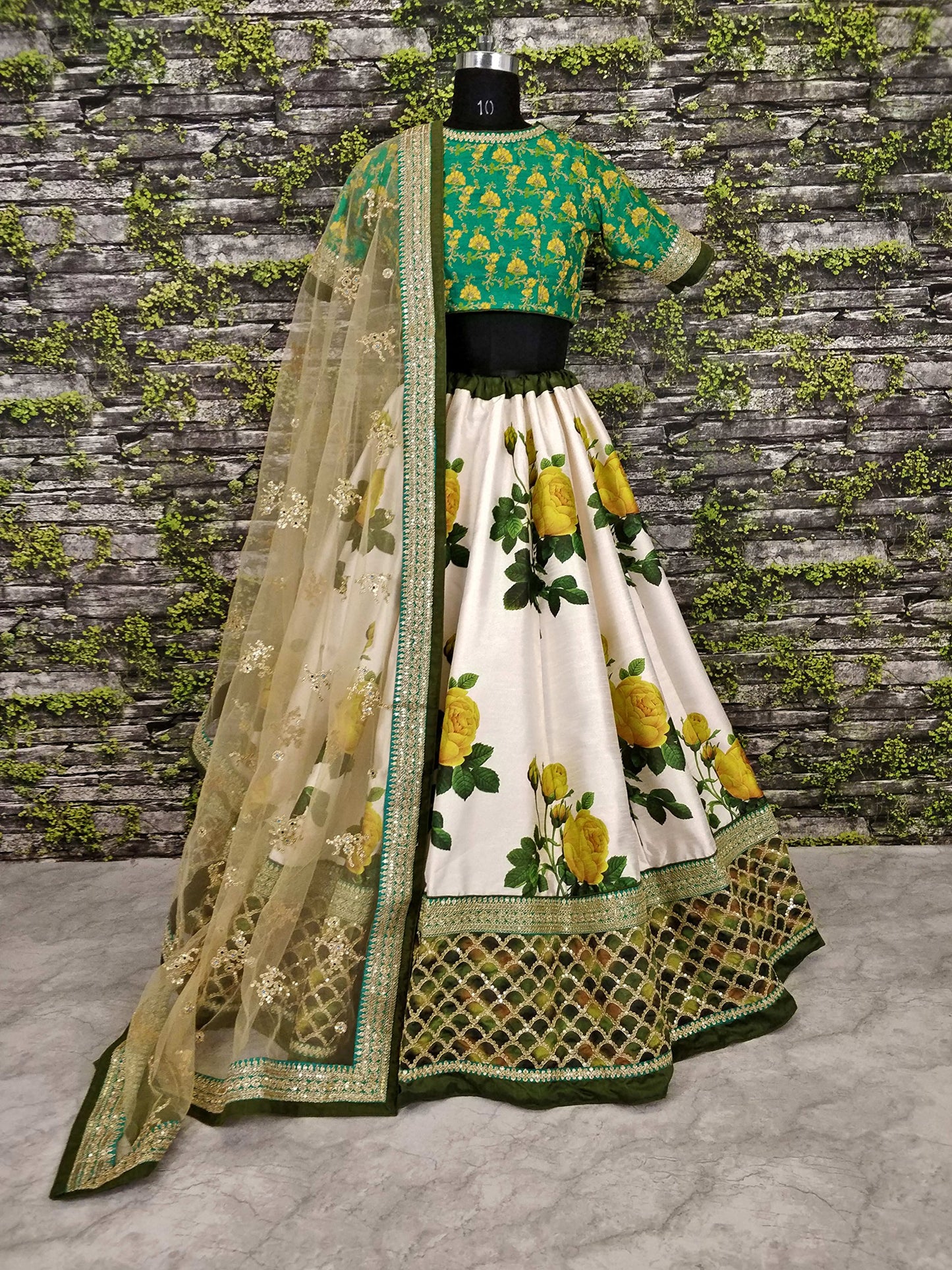 Zeel Clothing Women's Silk Semi stitched Lehenga Choli (Wedding-Bridal-Lehenga-Latest-7003_Green_Free Size)