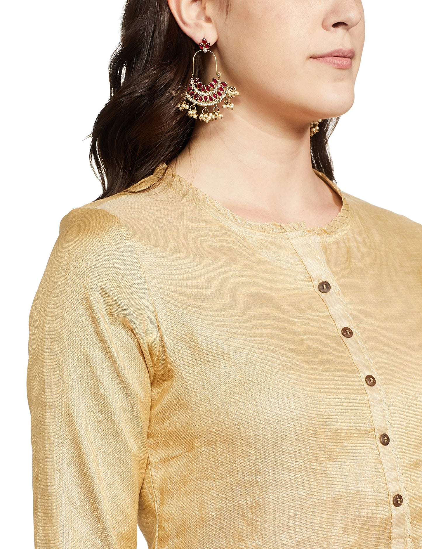 BIBA WOMEN YARNDYED NARROW SALWAR KURTA DUPATTA(SKD7384_BEIGE_32)