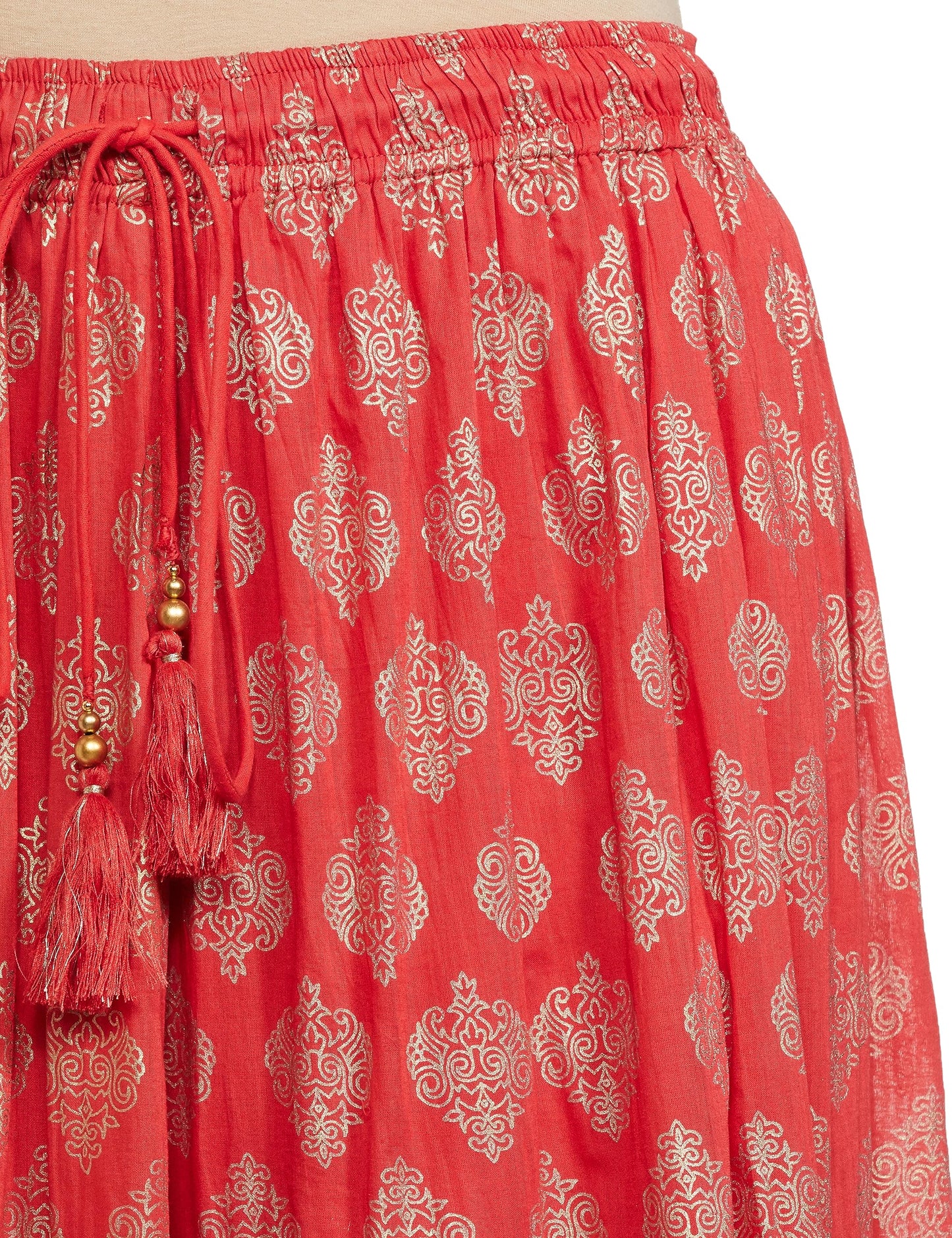 BIBA Women Printed Flared Mix and Match(Color ME16322_Orange_L)