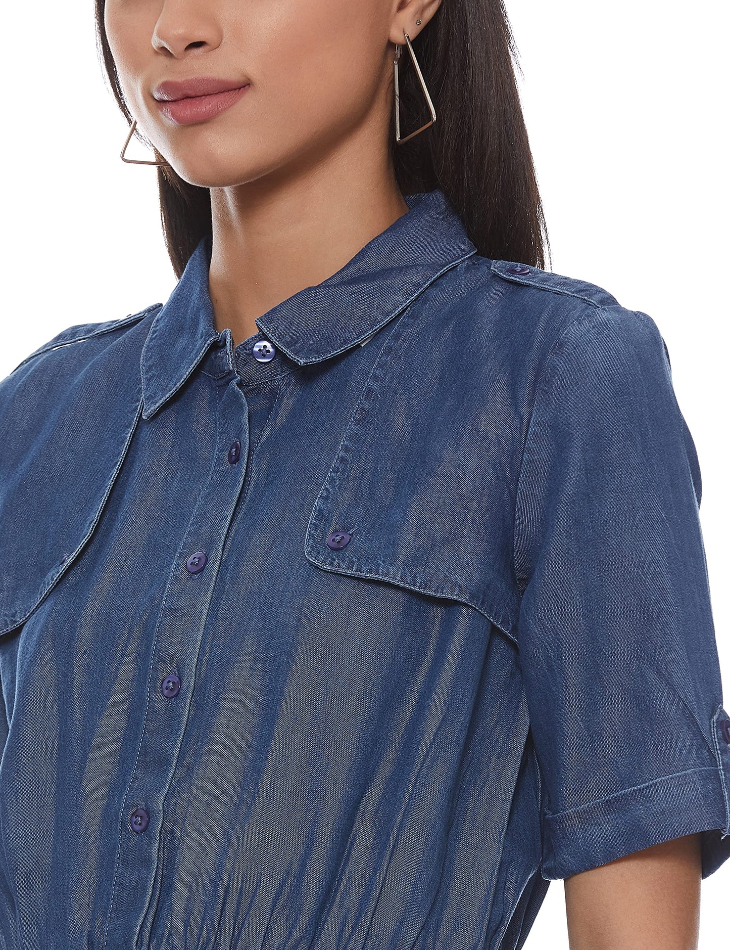 United Colors of Benetton Women's Synthetic A-Line Midi Casual Dress (21P4LY1E4510I_Navy_XL)