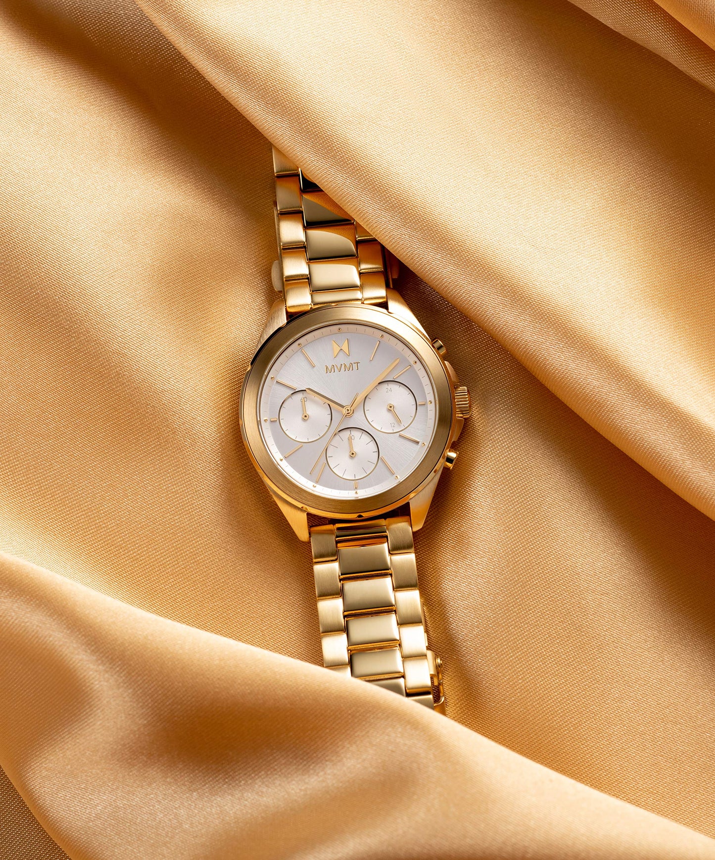 MVMT Stainless Steel Getaway Analog White Dial Gold Strap Women's Watch-28000128-D