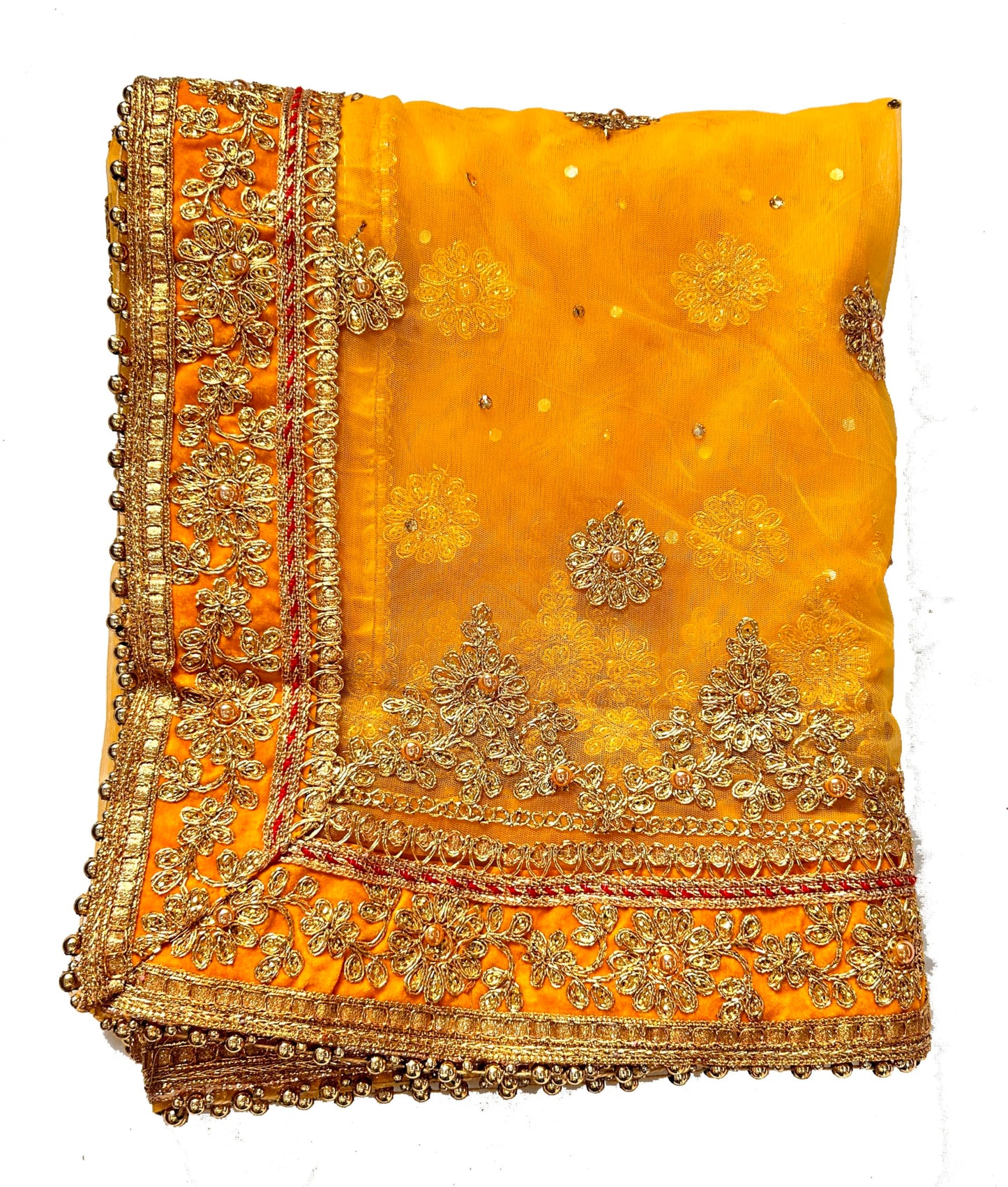 asha chunri house Women Yellow Bridal Dupatta With Velvet Border 2.25 Meter For Wedding