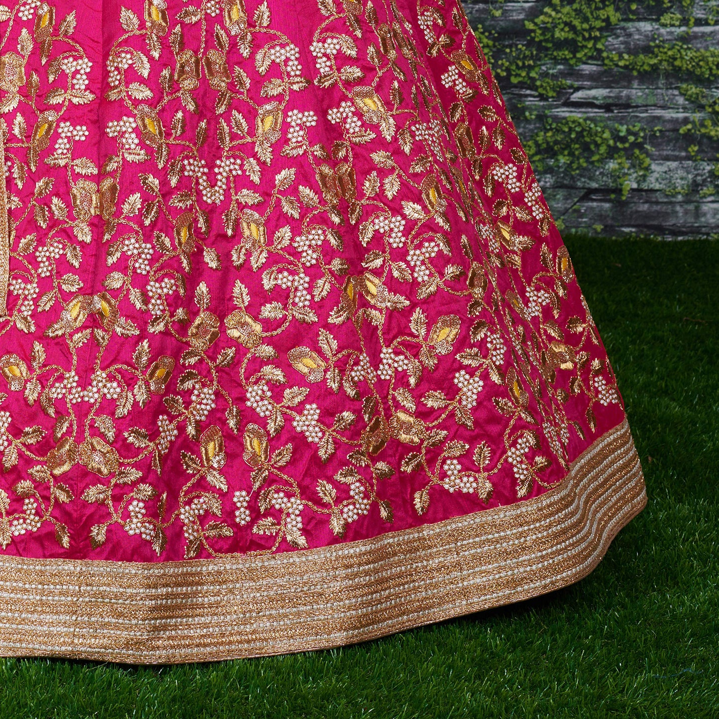 Zeel Clothing Women's Faux Silk Dress Material Semi-Stitched Lehenga Choli (7045-Yellow-Pink-New_Yellow & Pink_Free Size), Customizable Length