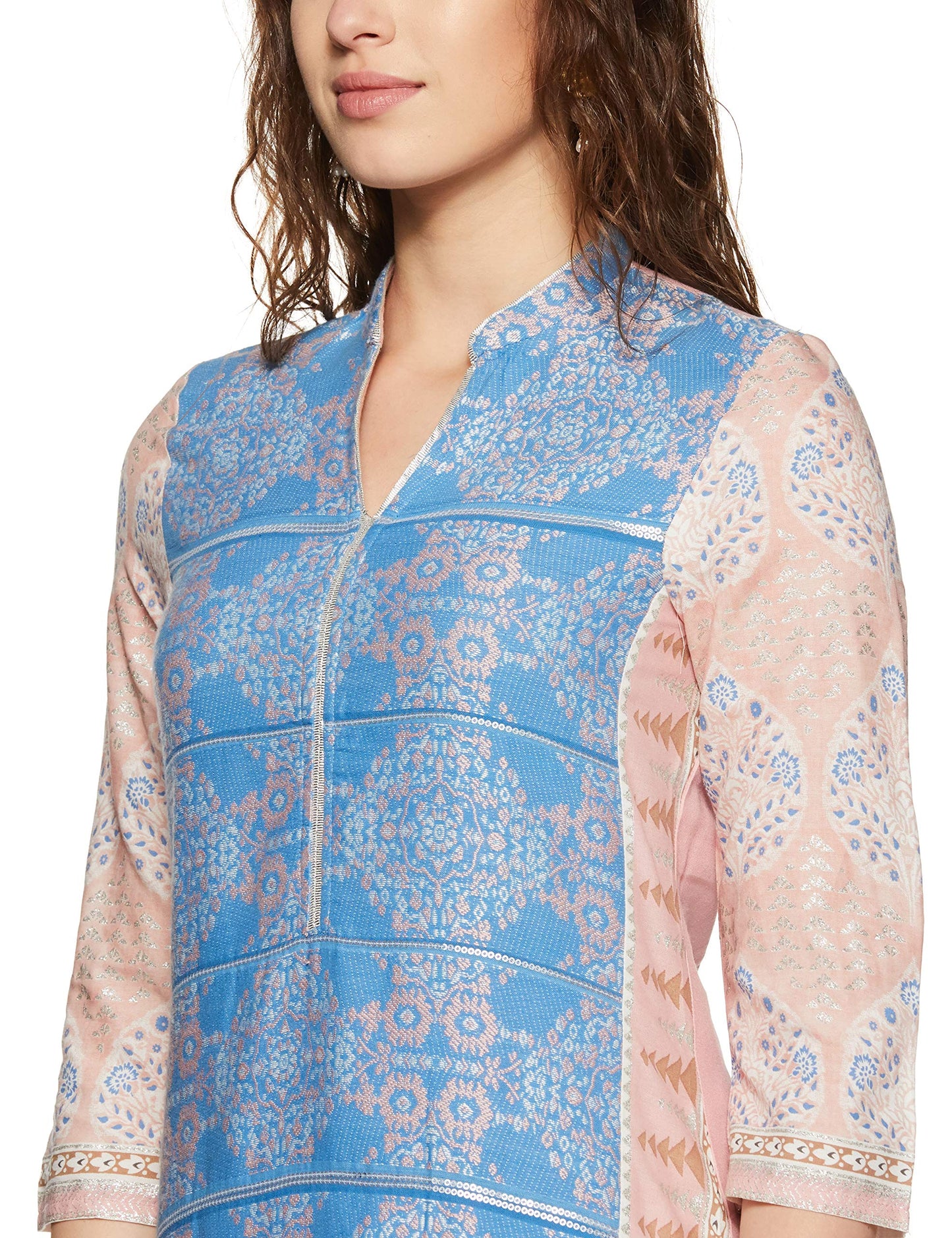 W for Woman Women's Cotton Kurta (18FE17573-72557_Blue_x-Small)