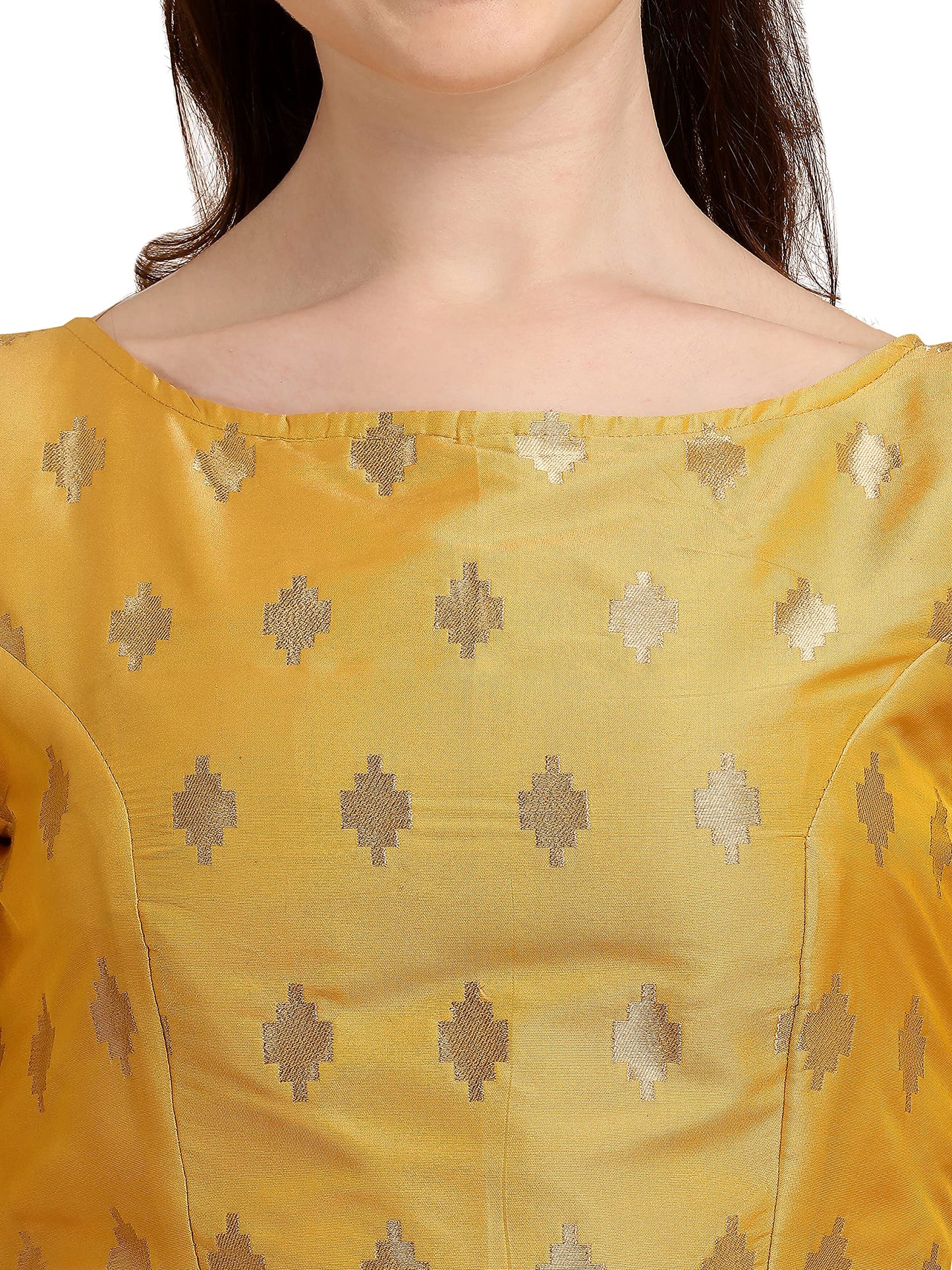 OOMPH! Women's Indian Ethnic Wear Designer Zari Work Boat Neck Half Sleeve Readymade Non - Padded Blouse for Saree and Lehnga and Palazzos or Skirts for a Fusion Twist.
