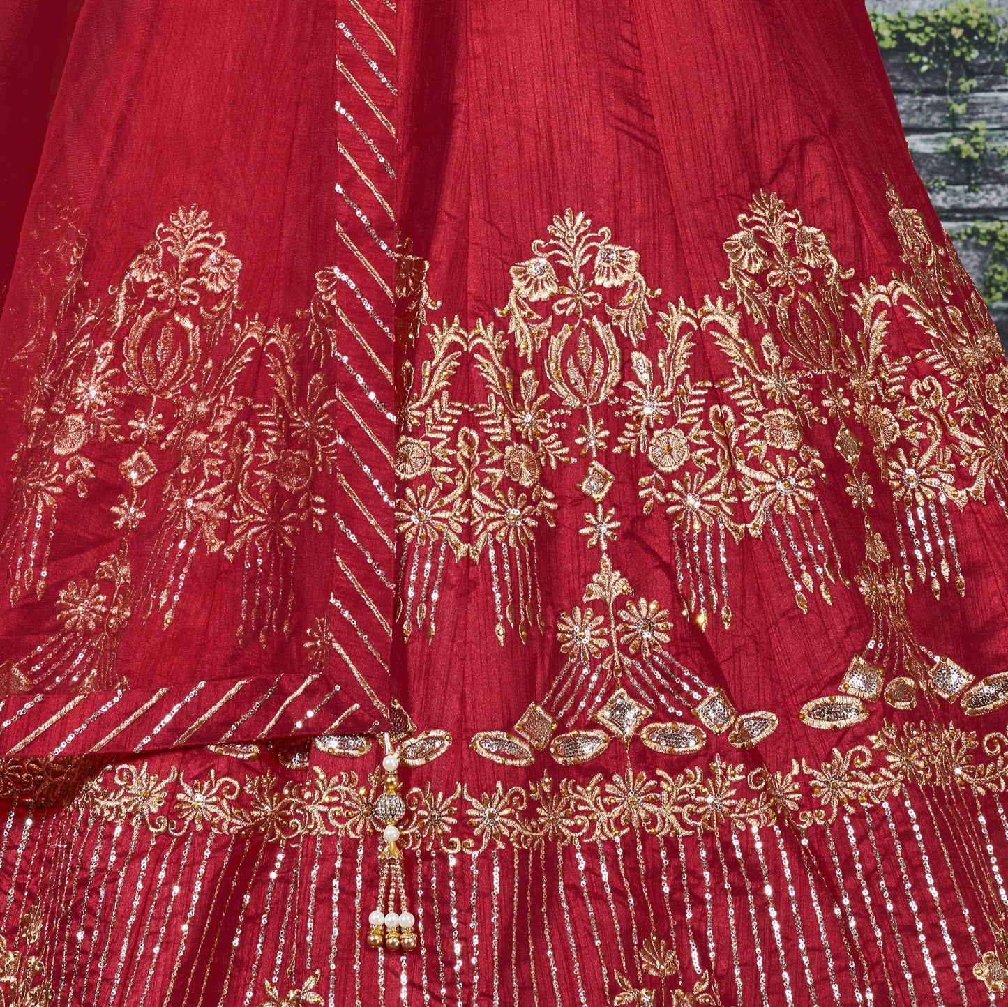 Zeel Clothing Women's Faux Silk Semi stitched Lehenga Choli (7030-Red-Wedding-Bridal-Lehenga_Red_Free Size)
