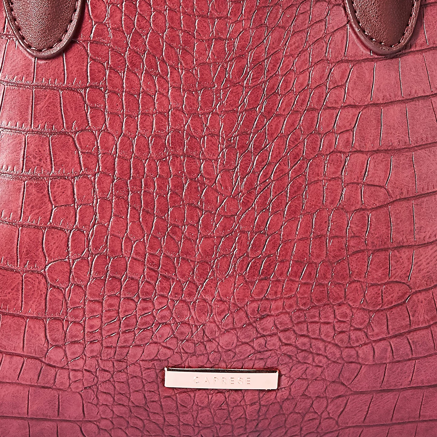 Caprese Zoia Satchel Bag, Medium | Stylish Croco Finish Handbag for Women with Chic Grab Handle, Adjustable & Detachable Sling Strap | Secure Zip Closure | Perfect for Casual & Daily Use (Plum)
